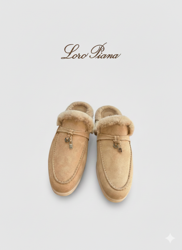 Лоферы без задника с мехом Loro Piana