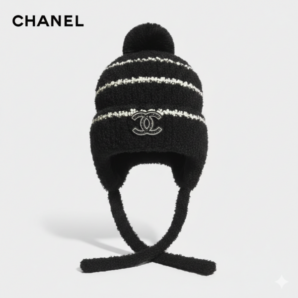 Шапка шерстяная с завязками Chanel