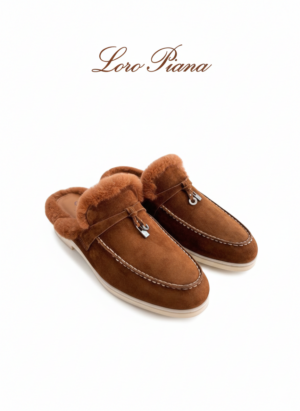 Лоферы без задника с мехом Loro Piana