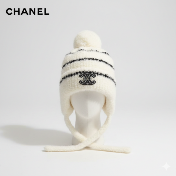 Шапка шерстяная с завязками Chanel