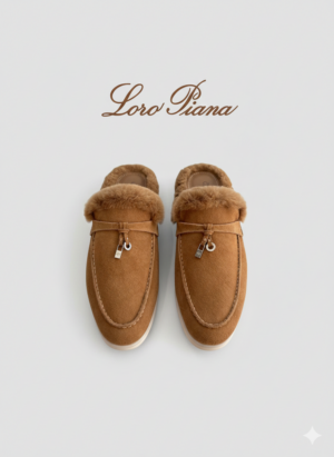 Лоферы без задника с мехом Loro Piana