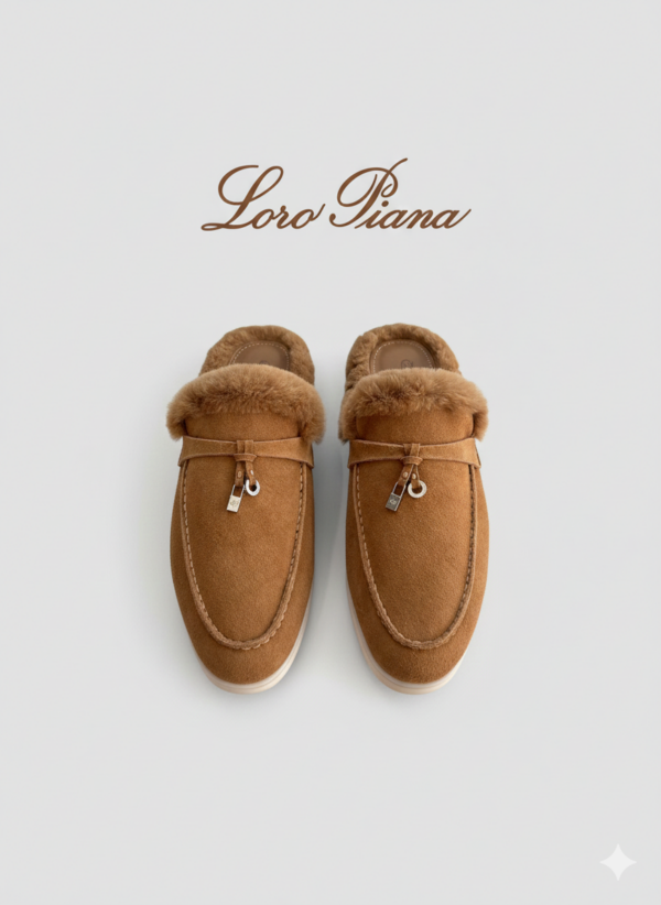 Лоферы без задника с мехом Loro Piana