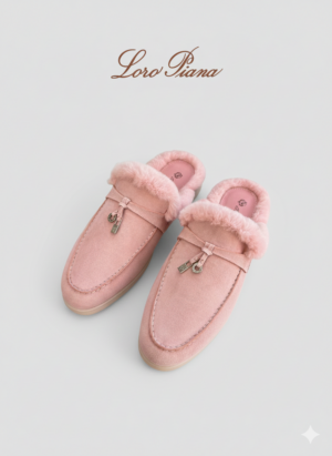 Лоферы без задника с мехом Loro Piana