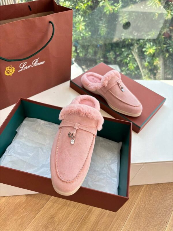 Лоферы без задника с мехом Loro Piana