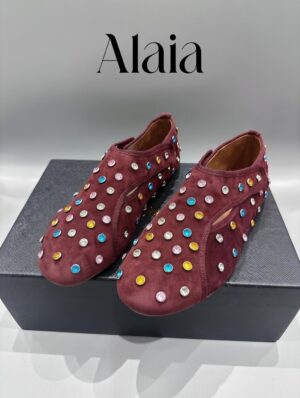 Балетки замшевые ALAIA в стиле Мэри Джейн